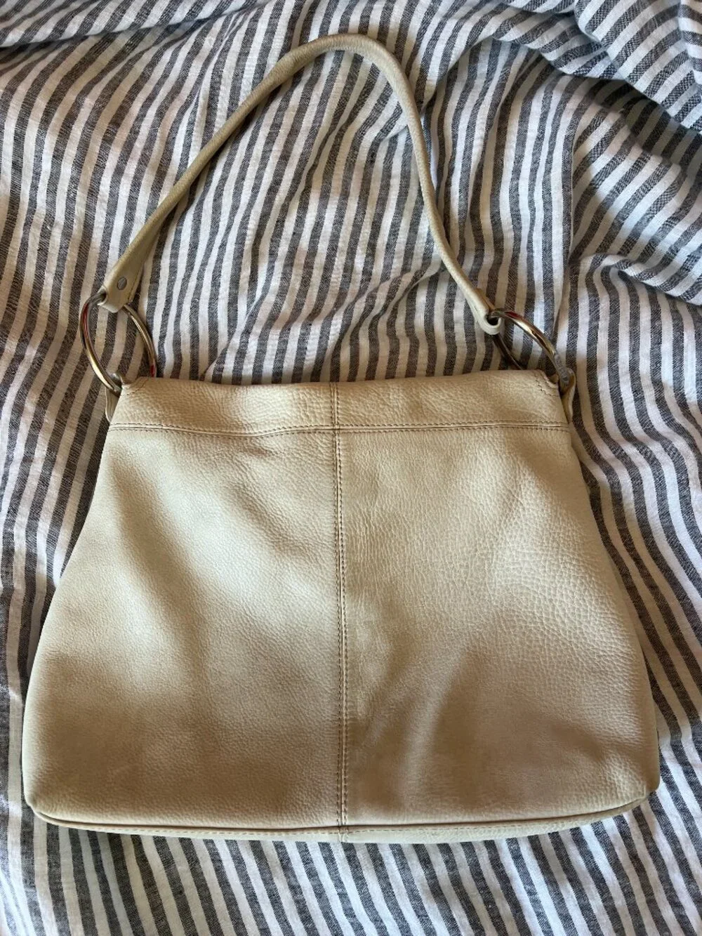 Vintage Leather Cream Shoulder Bag